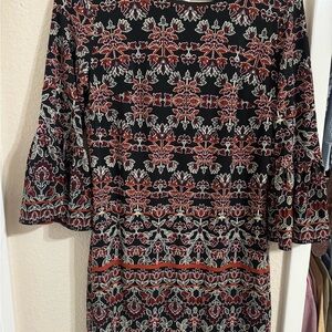 Elegant Black and Red Patterned Dress